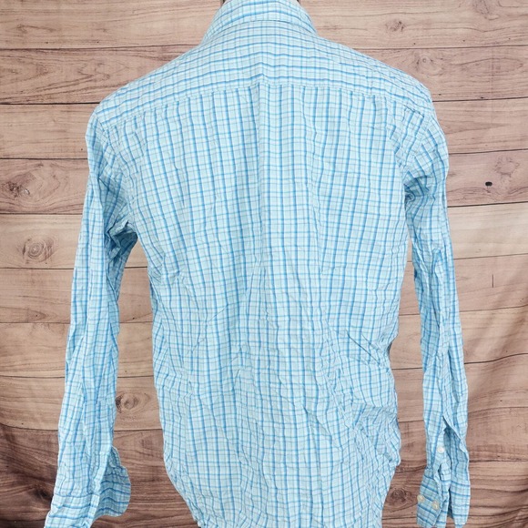 AEROPOSTALE SLIM FIT BLUE CHECK PLAID BUTTON DOWN SHIRT MENS SIZE M MEDIUM - Picture 4 of 6